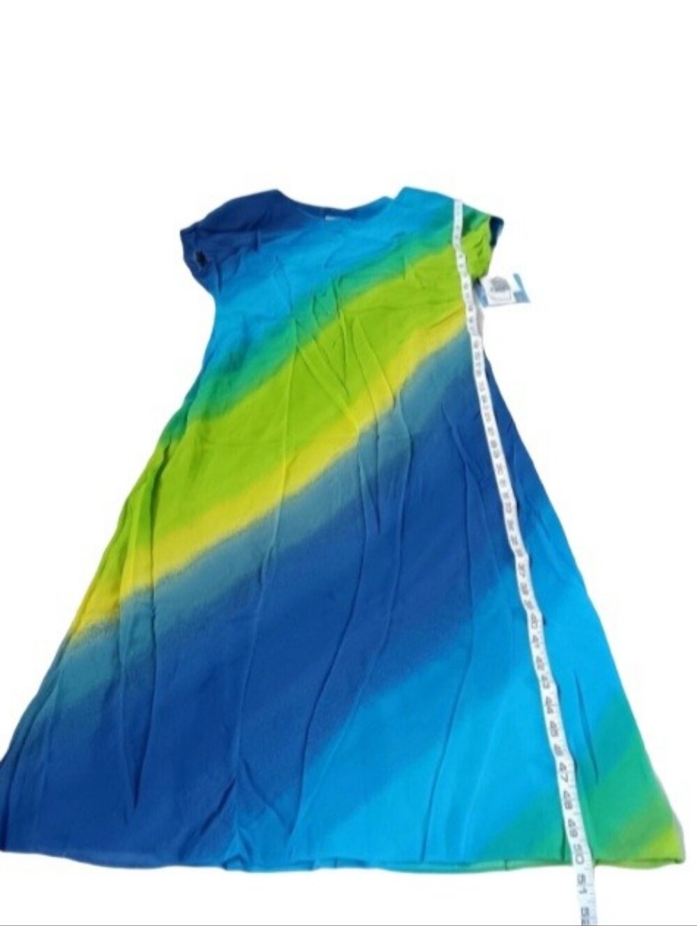 NWT R.J. Collection By Chelsea Rousso Maxi Shift Dress | Blue- Green - Picture 9 of 12